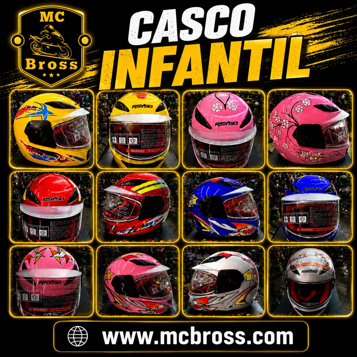 Casco infantil RSYSO varios diseños MCBROSS Temixco
